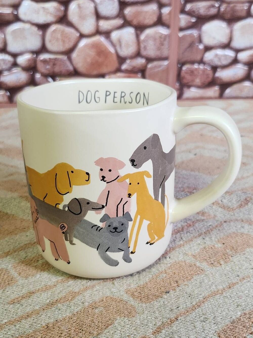 DOG PERSON Coffee Tea Mug Cup 16 Oz Stoneware Beige by Opalhouse NEW